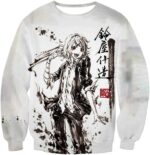 Tokyo Ghoul Zip Up Hoodie - Tokyo Ghoul Juuzou Suzuya Ghoul Investigator Sketch White Zip Up Hoodie - Sweatshirt