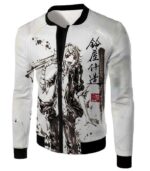 Tokyo Ghoul Zip Up Hoodie - Tokyo Ghoul Juuzou Suzuya Ghoul Investigator Sketch White Zip Up Hoodie - Jacket