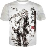 Tokyo Ghoul Zip Up Hoodie - Tokyo Ghoul Juuzou Suzuya Ghoul Investigator Sketch White Zip Up Hoodie - T-Shirt