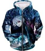 Tokyo Ghoul Zip Up Hoodie - Tokyo Ghoul Ken Kaneki Down The Memory Lane Anime Graphic Zip Up Hoodie - Zip Up Hoodie