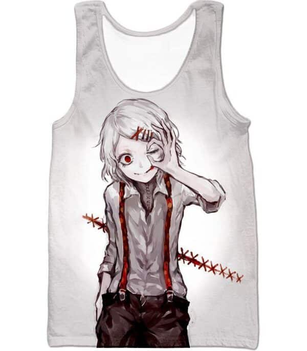 Tokyo Ghoul Zip Up Hoodie - Tokyo Ghoul Special Class Ghoul Investigator Juuzou Suzuya  White Zip Up Hoodie - Tank Top