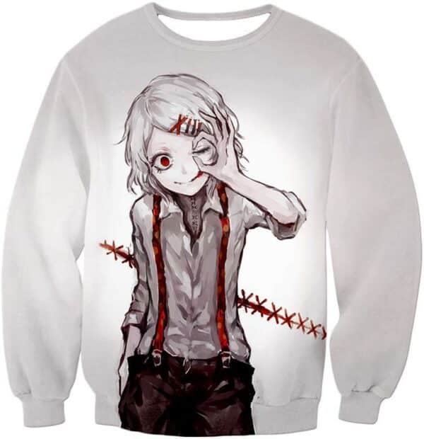 Tokyo Ghoul Zip Up Hoodie - Tokyo Ghoul Special Class Ghoul Investigator Juuzou Suzuya  White Zip Up Hoodie - Sweatshirt