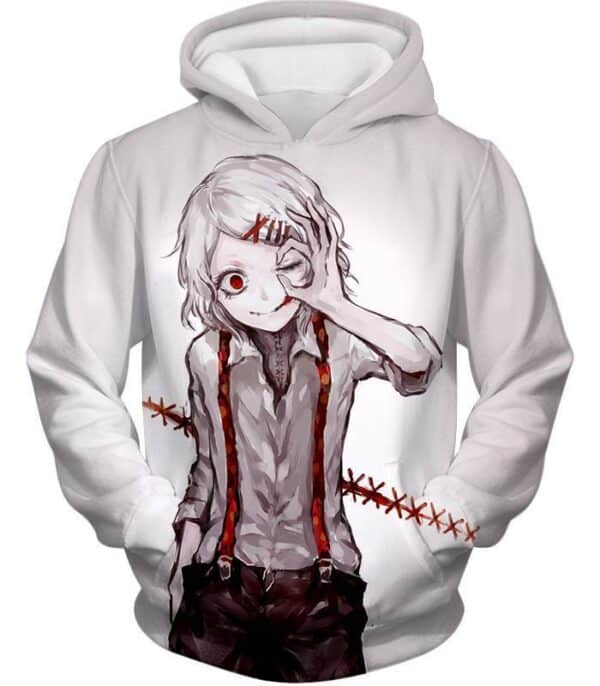 Tokyo Ghoul Zip Up Hoodie - Tokyo Ghoul Special Class Ghoul Investigator Juuzou Suzuya  White Zip Up Hoodie - Hoodie