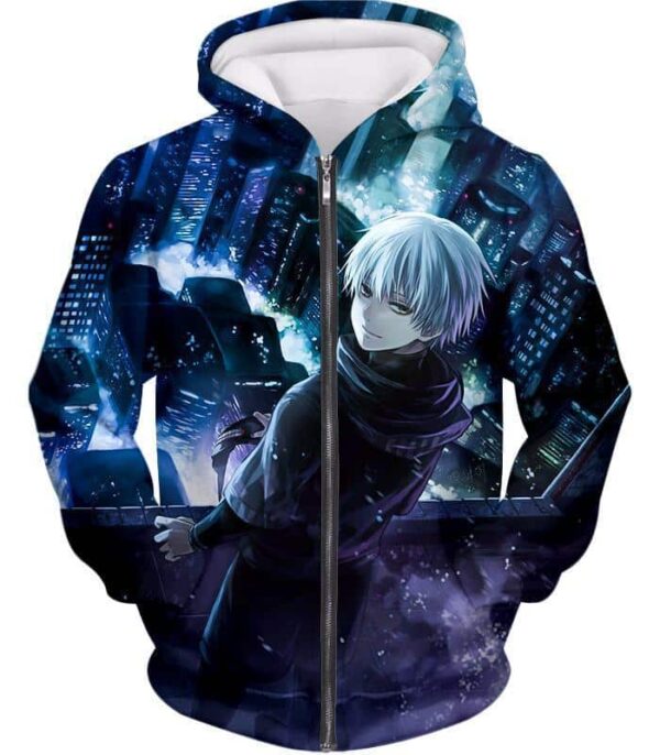 Tokyo Ghoul Zip Up Hoodie - Tokyo Ghoul Super Anime Hero Ken Kaneki Aka Eyepatch Graphic Zip Up Hoodie - Zip Up Hoodie