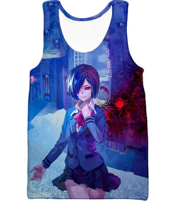 Tokyo Ghoul Zip Up Hoodie - Tokyo Ghoul Super Cute Anime Girl Touka Kirishima Zip Up Hoodie - Tank Top