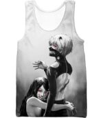 Tokyo Ghoul Zip Up Hoodie - Tokyo Ghoul Tokyo Ghoul Black And White Ken Kaneki Animation Zip Up Hoodie - Tank Top