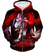 Tokyo Ghoul Zip Up Hoodie - Tokyo Ghoul Tokyo Ghoul Two Souls Rize And Kaneki  Graphic Zip Up Hoodie