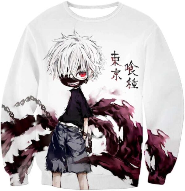 Tokyo Ghoul Zip Up Hoodie - Tokyo Ghoul Very Ken Kaneki Anime Action Art  White Zip Up Hoodie - Sweatshirt