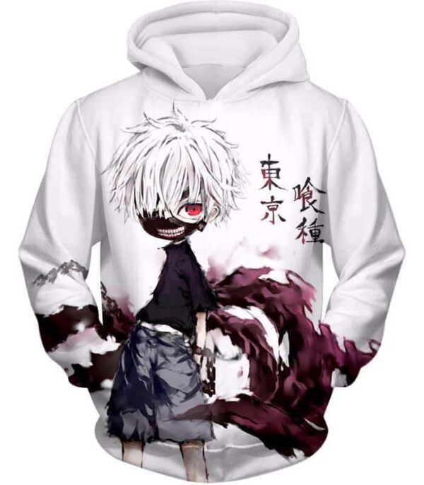 Tokyo Ghoul Zip Up Hoodie - Tokyo Ghoul Very Ken Kaneki Anime Action Art  White Zip Up Hoodie - Hoodie