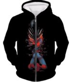 Crazy Venom Feeding Spiderman Black Action Hoodie - Zip Up Hoodie