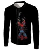 Crazy Venom Feeding Spiderman Black Action Zip Up Hoodie - Jacket