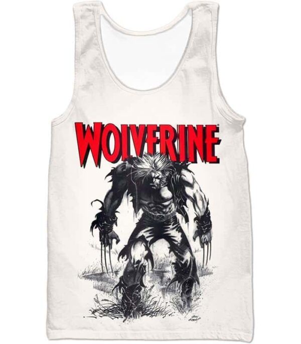 Animated Wolverine Promo Cool White Hoodie - Tank Top