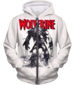 Animated Wolverine Promo Cool White Hoodie - Zip Up Hoodie