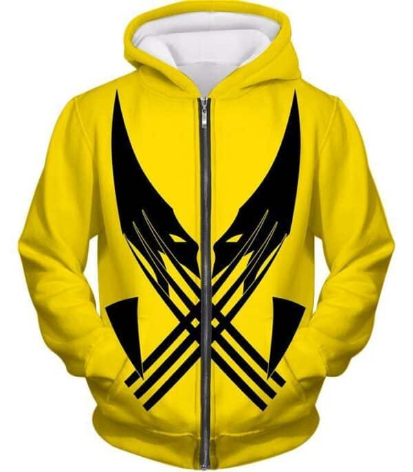 Best Mutant Hero Wolverine Promo Yellow Hoodie - Zip Up Hoodie