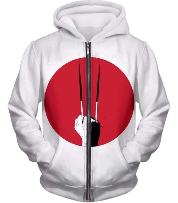 Cool Promo Wolverine Claws White Hoodie - Zip Up Hoodie