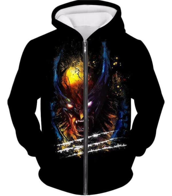 Favourite X-Men Hero Wolverine Promo Black Hoodie - Zip Up Hoodie