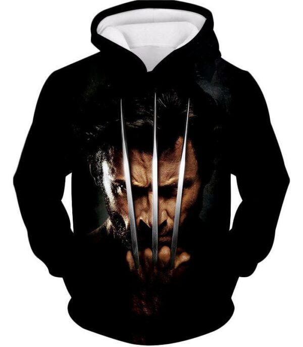 Marvel Hero Wolverine Cinematic Promo Black Hoodie