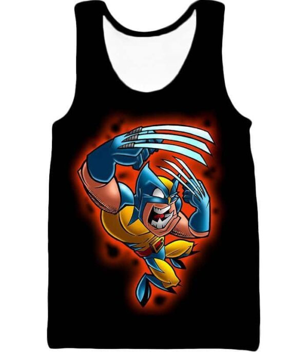 Wolverine Funny Animation Black Hoodie - Tank Top