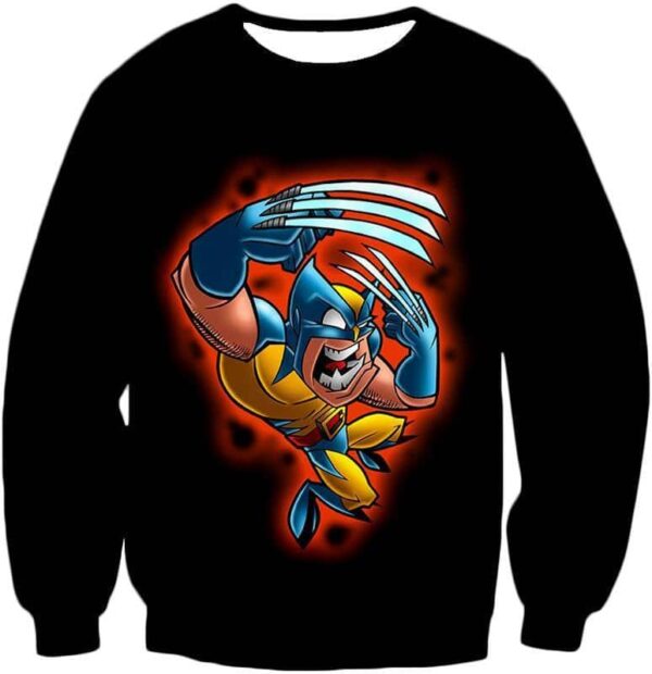 Wolverine Funny Animation Black Zip Up Hoodie - Sweatshirt