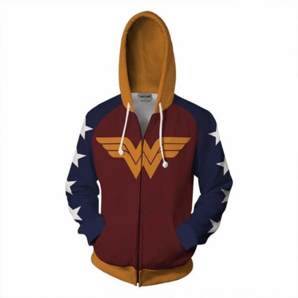 DC Comic Wonder Woman Cosplay Jacket Zip Up Hoodie